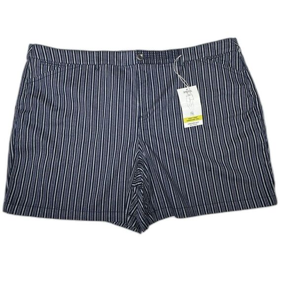 NWT Blue Shorts 24W Intro Love the Fit Stripe Elastic Waist Sunwashed Twill - Picture 1 of 8